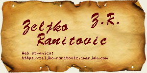 Željko Ranitović vizit kartica